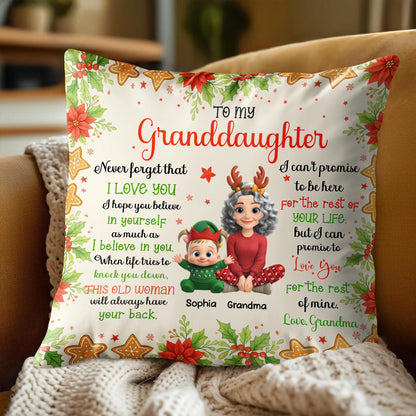 To My Granddaughter, Love Grandma, Flowers And Christmas Ornaments