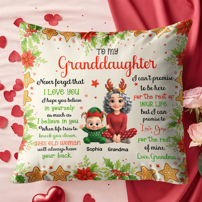 To My Granddaughter, Love Grandma, Flowers And Christmas Ornaments