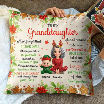 To My Granddaughter, Love Grandma, Flowers And Christmas Ornaments