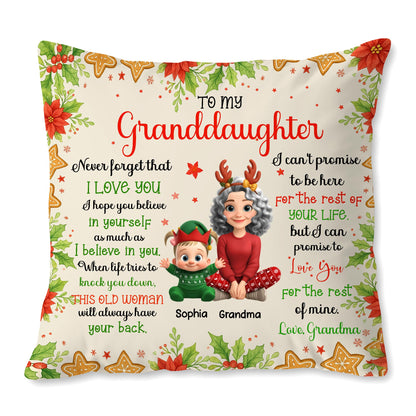 To My Granddaughter, Love Grandma, Flowers And Christmas Ornaments