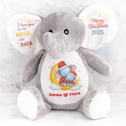 I Love You To The Moon And Back, Merry Christmas, Elephant and Stars