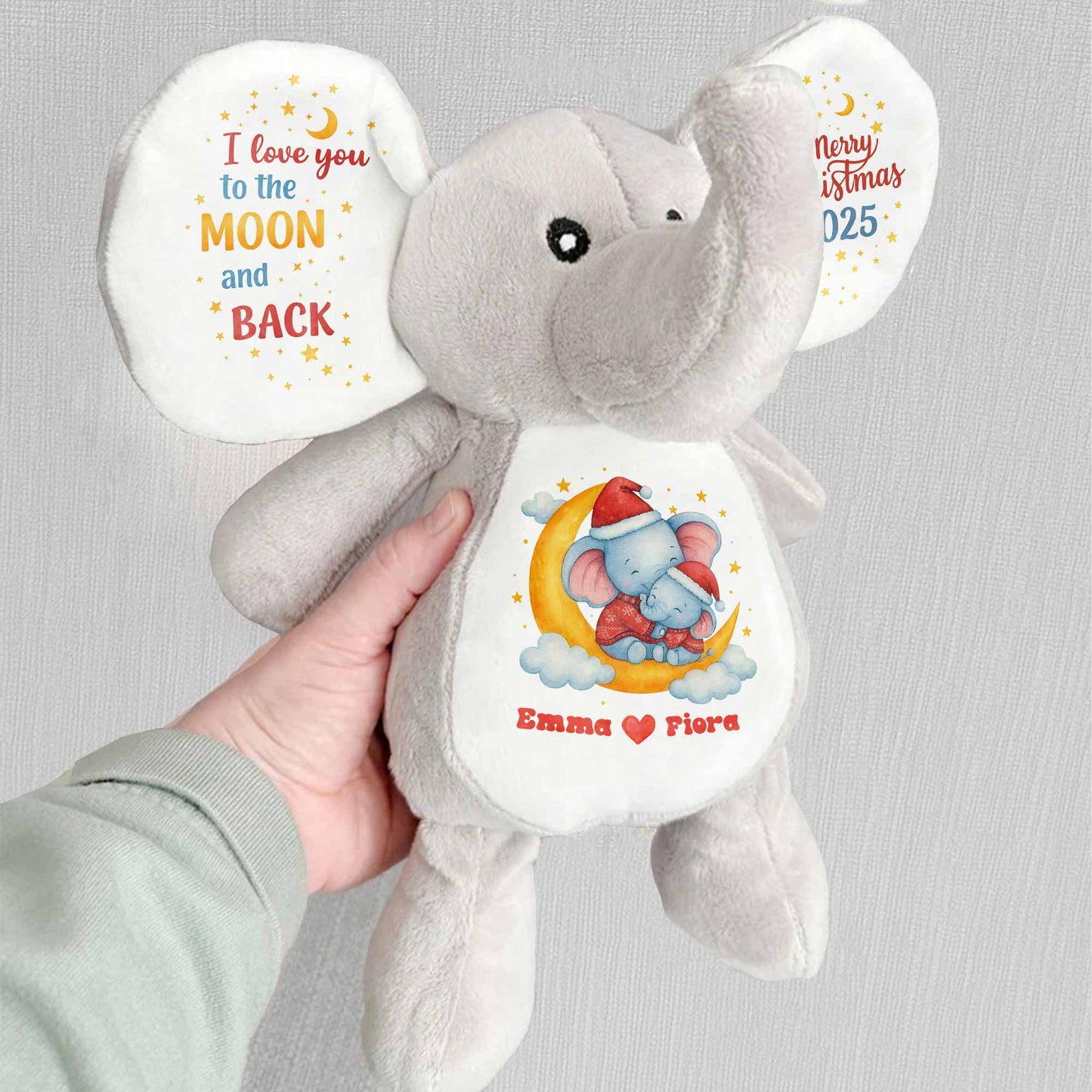 I Love You To The Moon And Back, Merry Christmas, Elephant and Stars