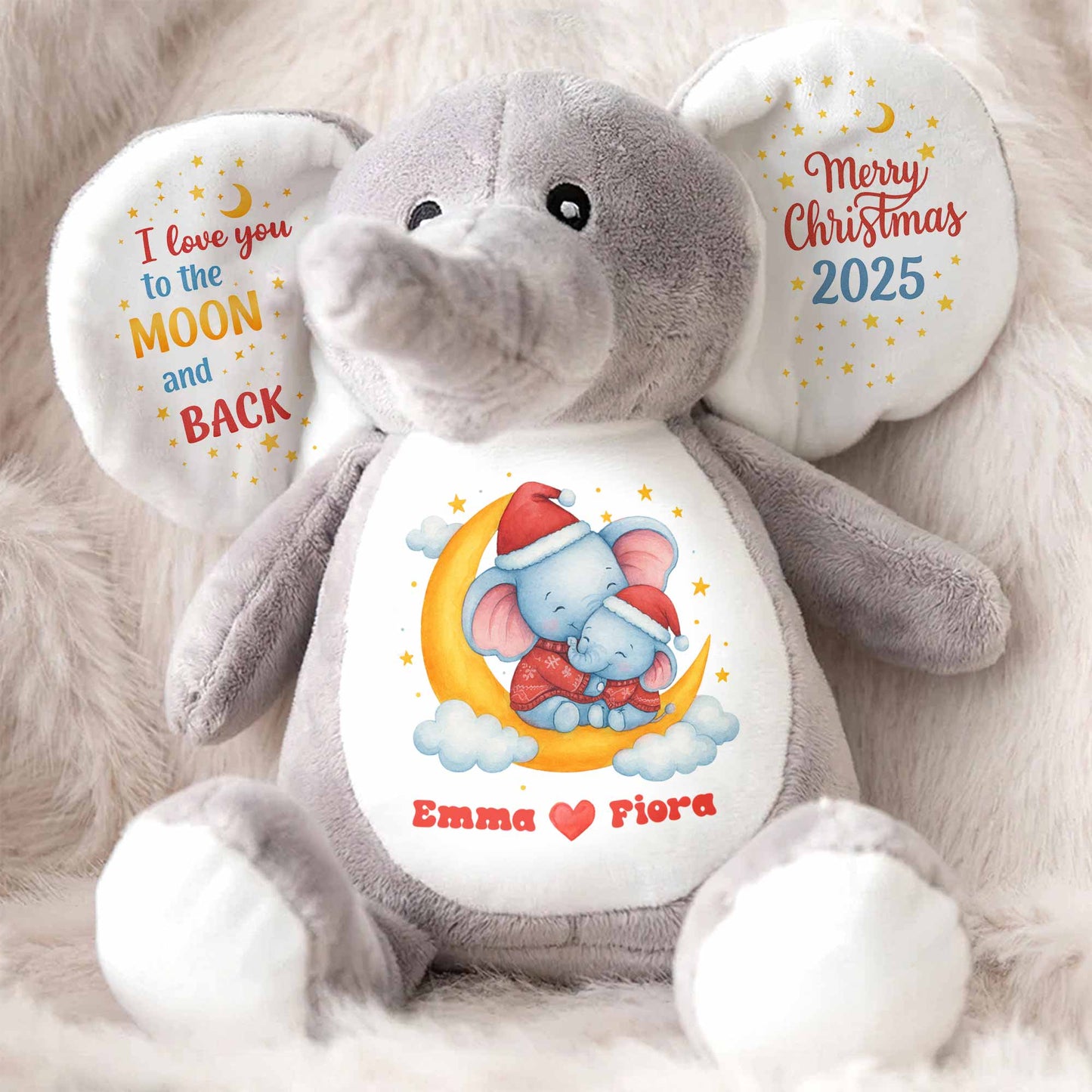 I Love You To The Moon And Back, Merry Christmas, Elephant and Stars