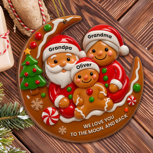 We Love You To The Moon And Back Santa And Gingerbread Ornament