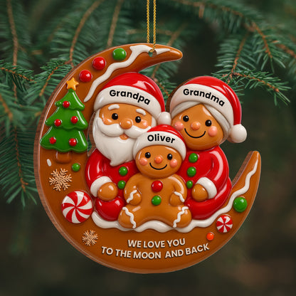We Love You To The Moon And Back Santa And Gingerbread Ornament