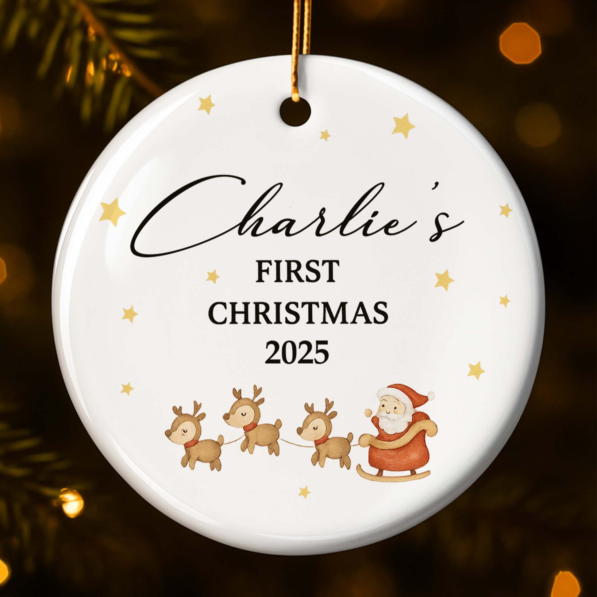 First Christmas Santa Claus and Reindeer