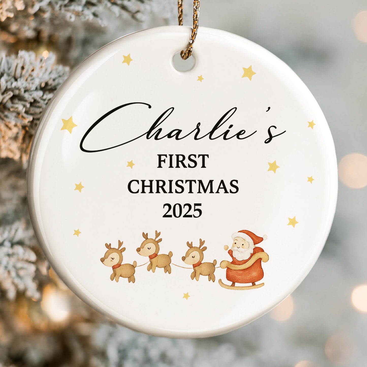 First Christmas Santa Claus and Reindeer