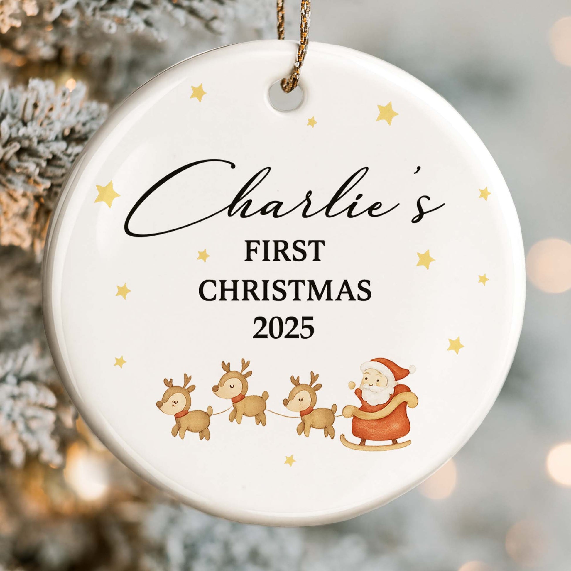 First Christmas Santa Claus and Reindeer