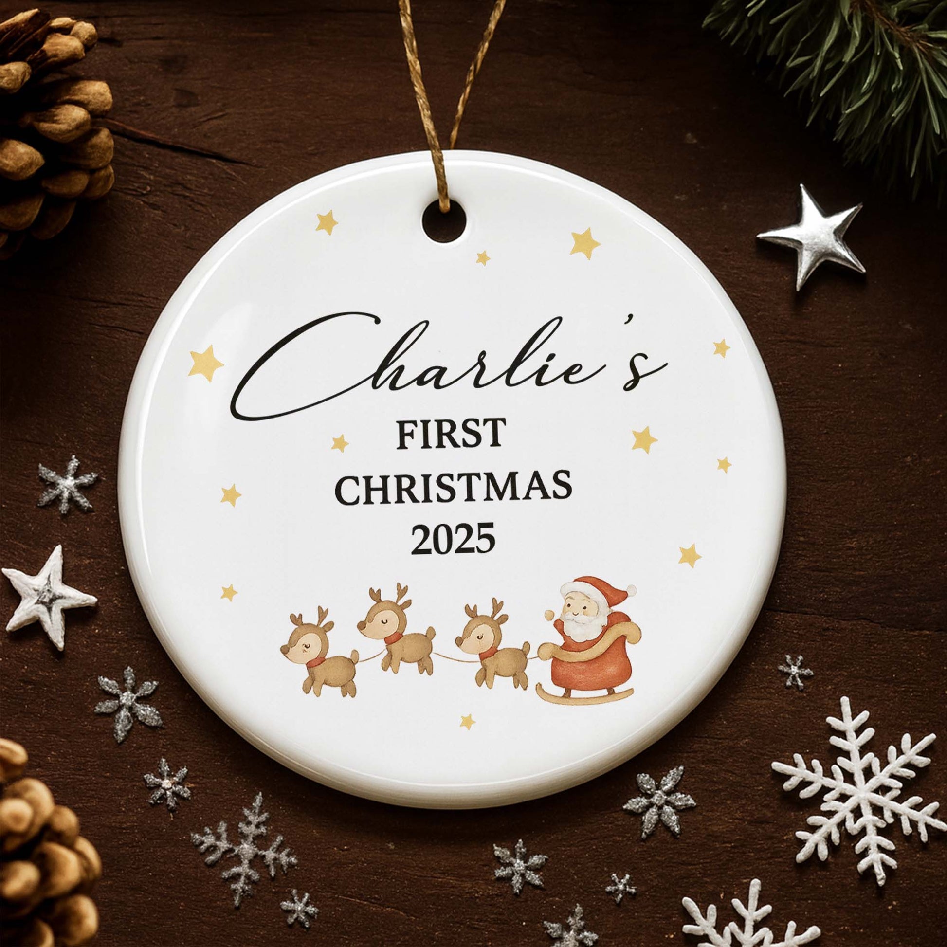 First Christmas Santa Claus and Reindeer