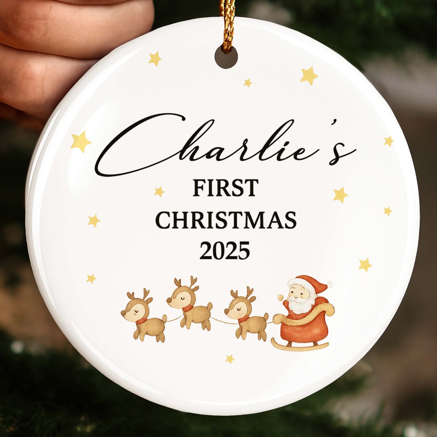 First Christmas Santa Claus and Reindeer