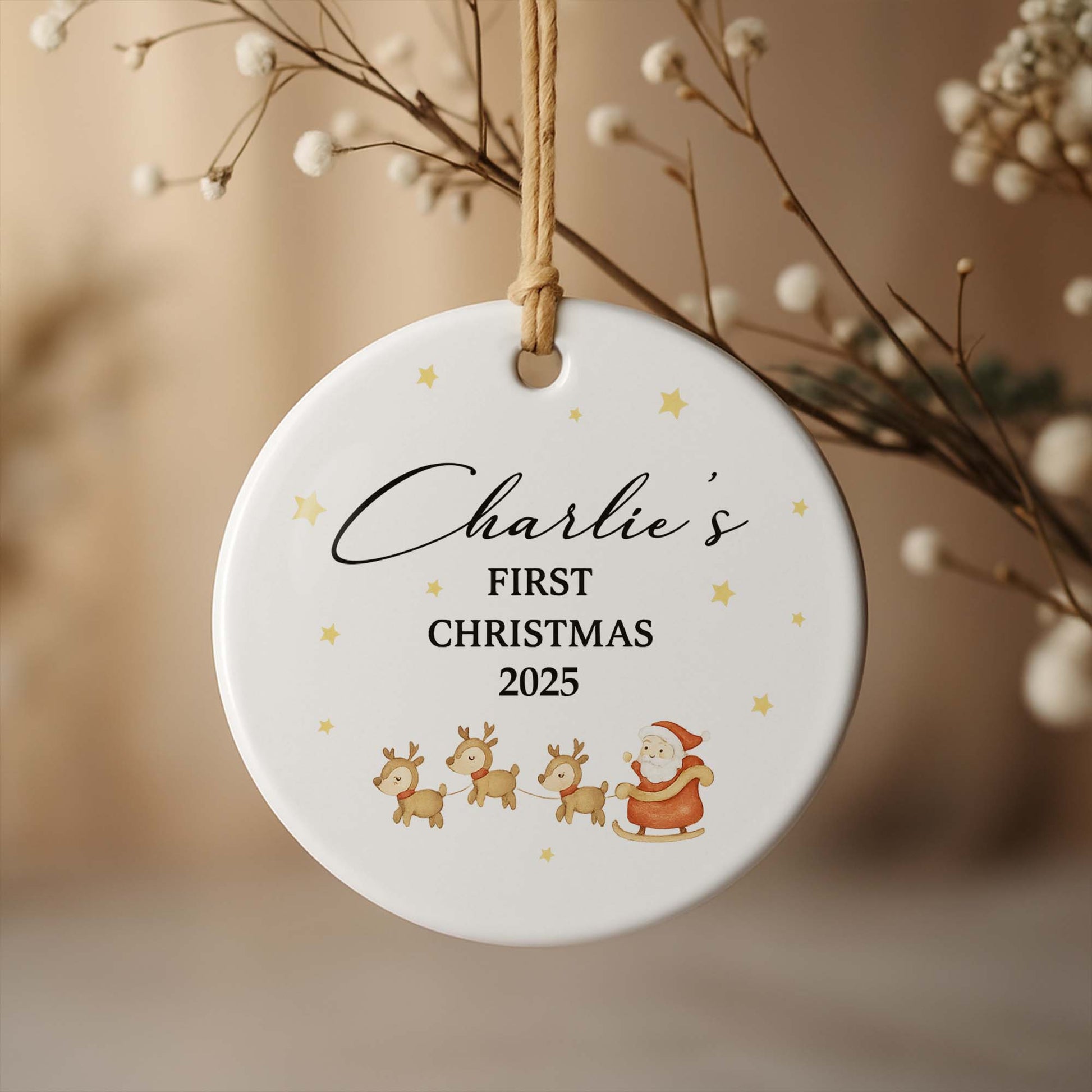 First Christmas Santa Claus and Reindeer