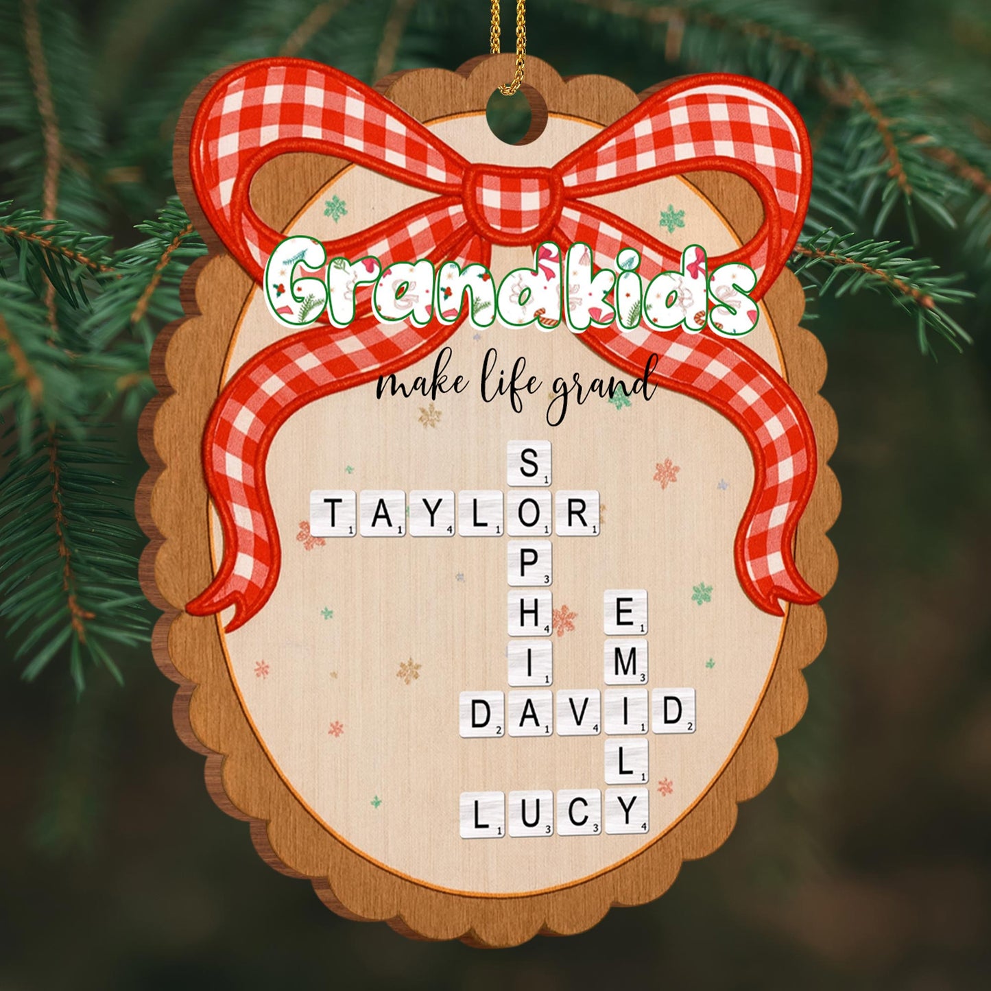 Grandkids Make Life Grand With Ribbon And Snowflakes