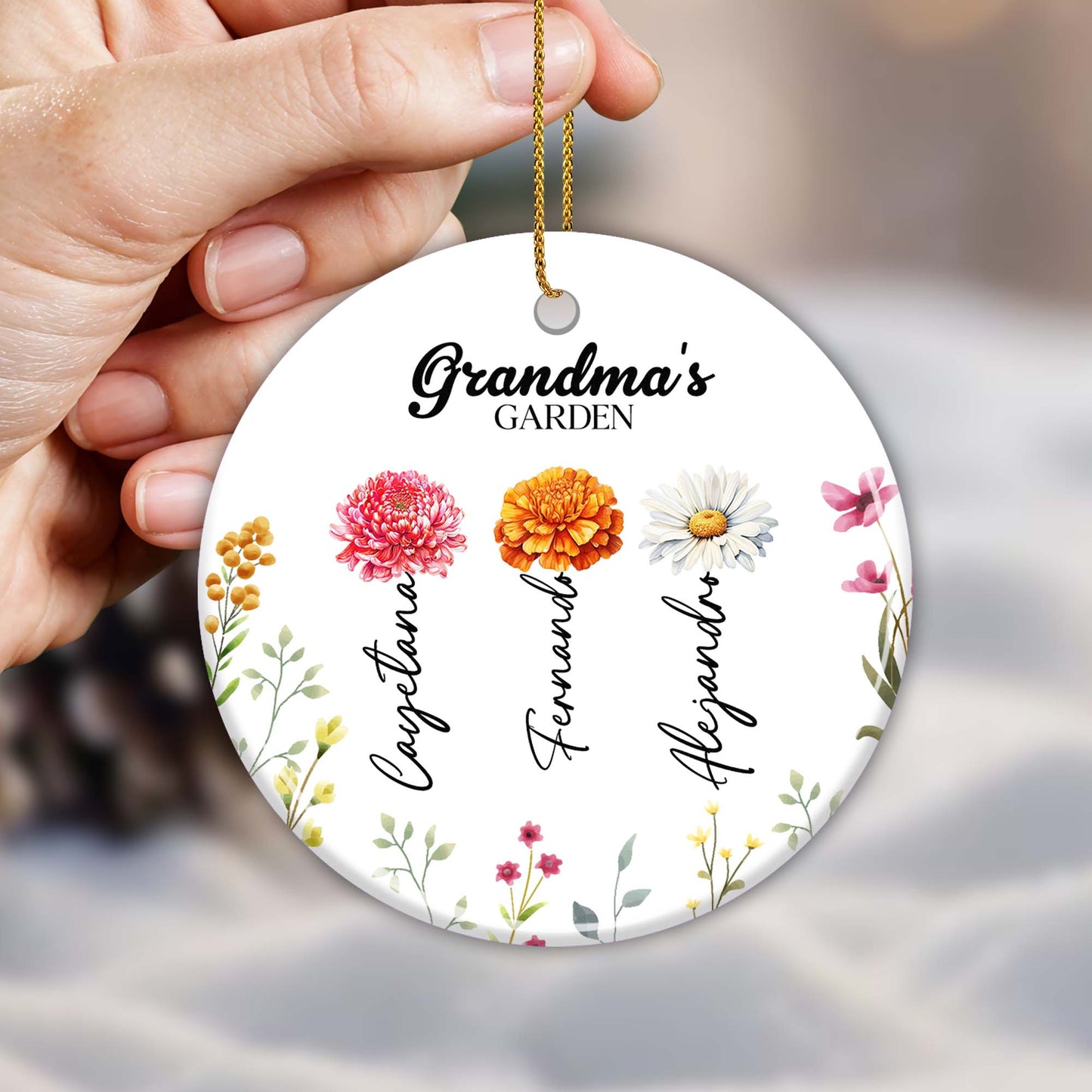 Grandma's Garden Custom Ceramic Ornament