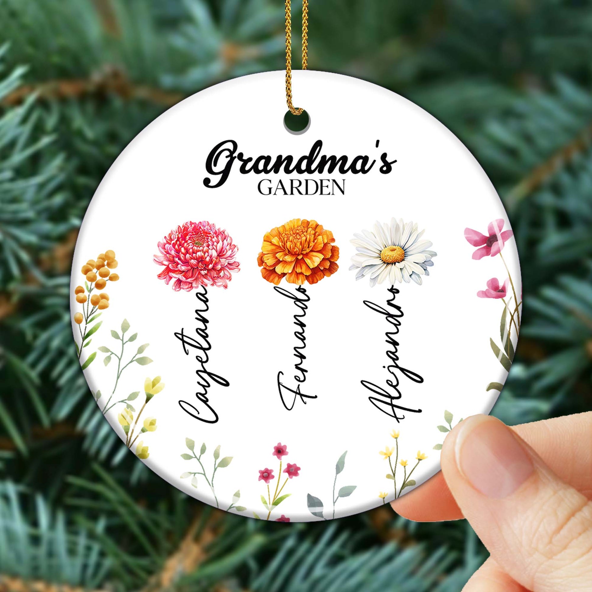 Grandma's Garden Custom Ceramic Ornament