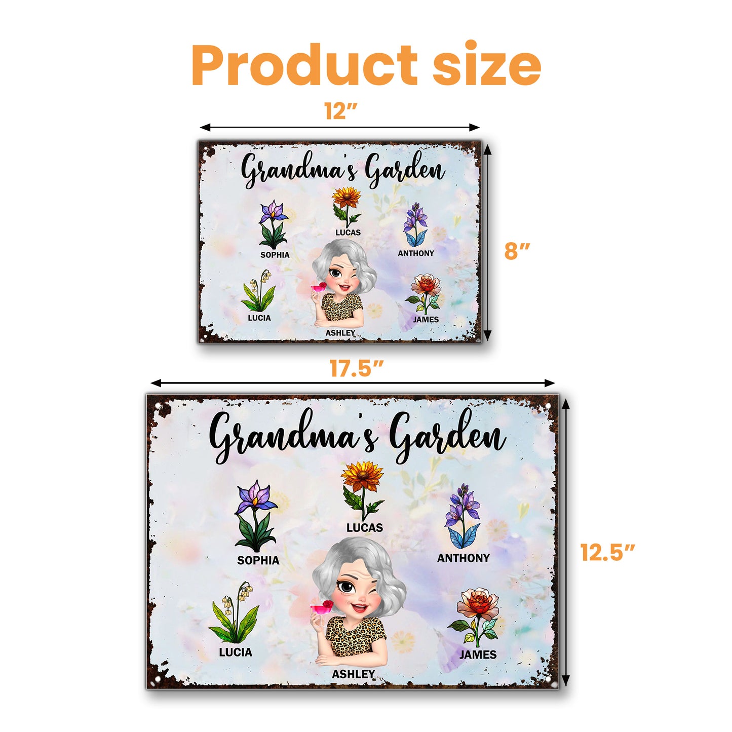 Grandma's Garden, Flowers and Cartoon Grandma