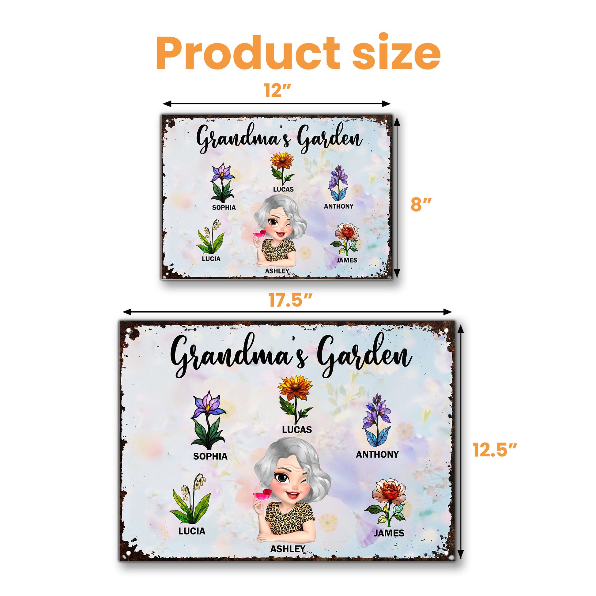 Grandma's Garden, Flowers and Cartoon Grandma