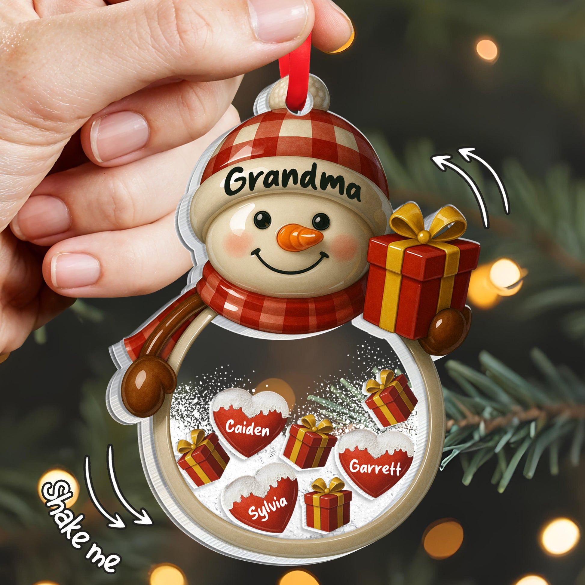 Shake Me Snowman With Plaid Pattern And Gift