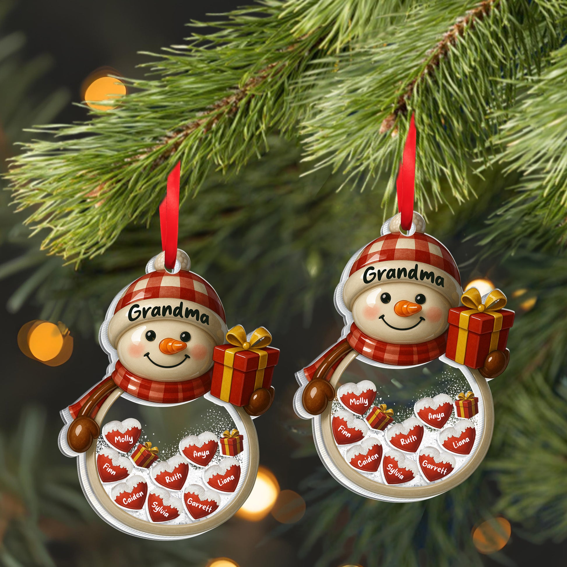 Shake Me Snowman With Plaid Pattern And Gift