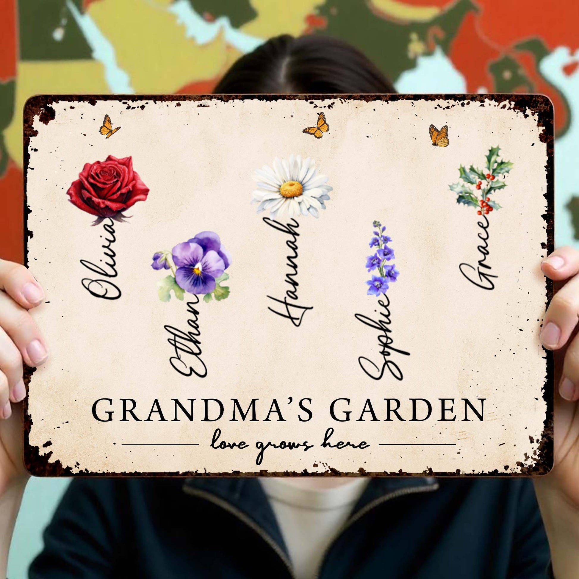 Grandma's Garden Love Grows Here With Flowers And Butterflies