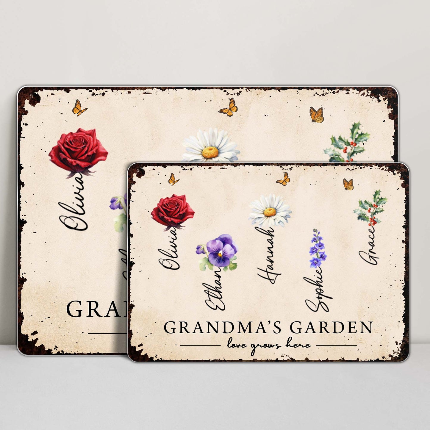 Grandma's Garden Love Grows Here With Flowers And Butterflies
