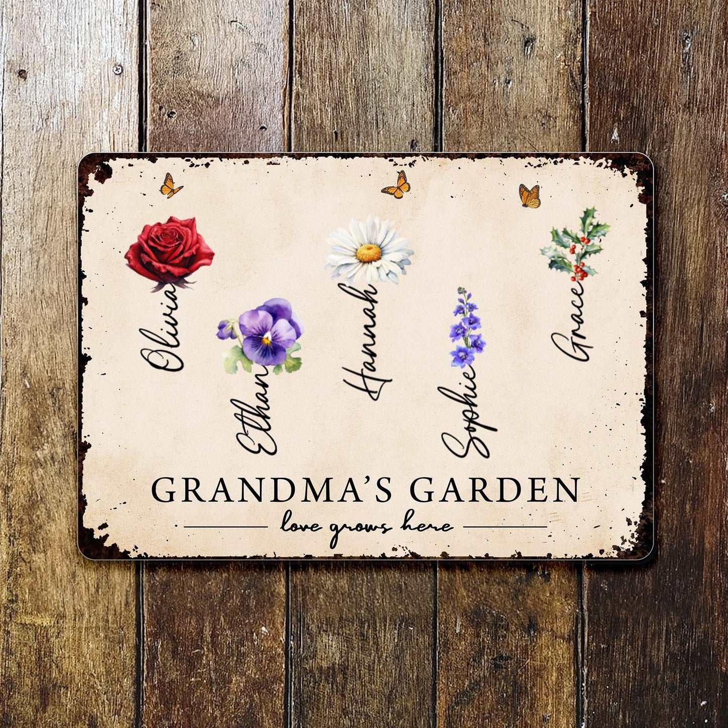 Grandma's Garden Love Grows Here With Flowers And Butterflies