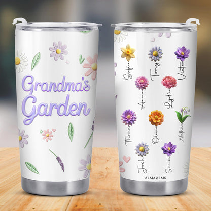 Grandma's Garden Custom Tumbler For Flower Lovers - Personalized Custom Stainless Steel Tumbler 20oz 30oz - GRM018_TB