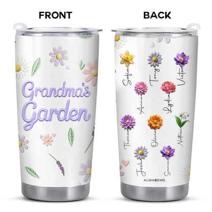 Grandma's Garden Custom Tumbler For Flower Lovers - Personalized Custom Stainless Steel Tumbler 20oz 30oz - GRM018_TB