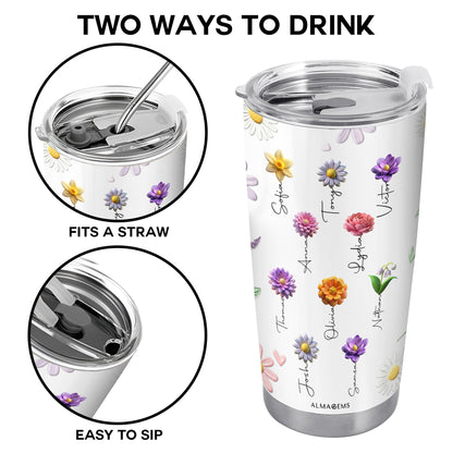 Grandma's Garden Custom Tumbler For Flower Lovers - Personalized Custom Stainless Steel Tumbler 20oz 30oz - GRM018_TB