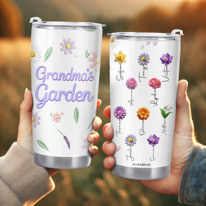 Grandma's Garden Custom Tumbler For Flower Lovers - Personalized Custom Stainless Steel Tumbler 20oz 30oz - GRM018_TB