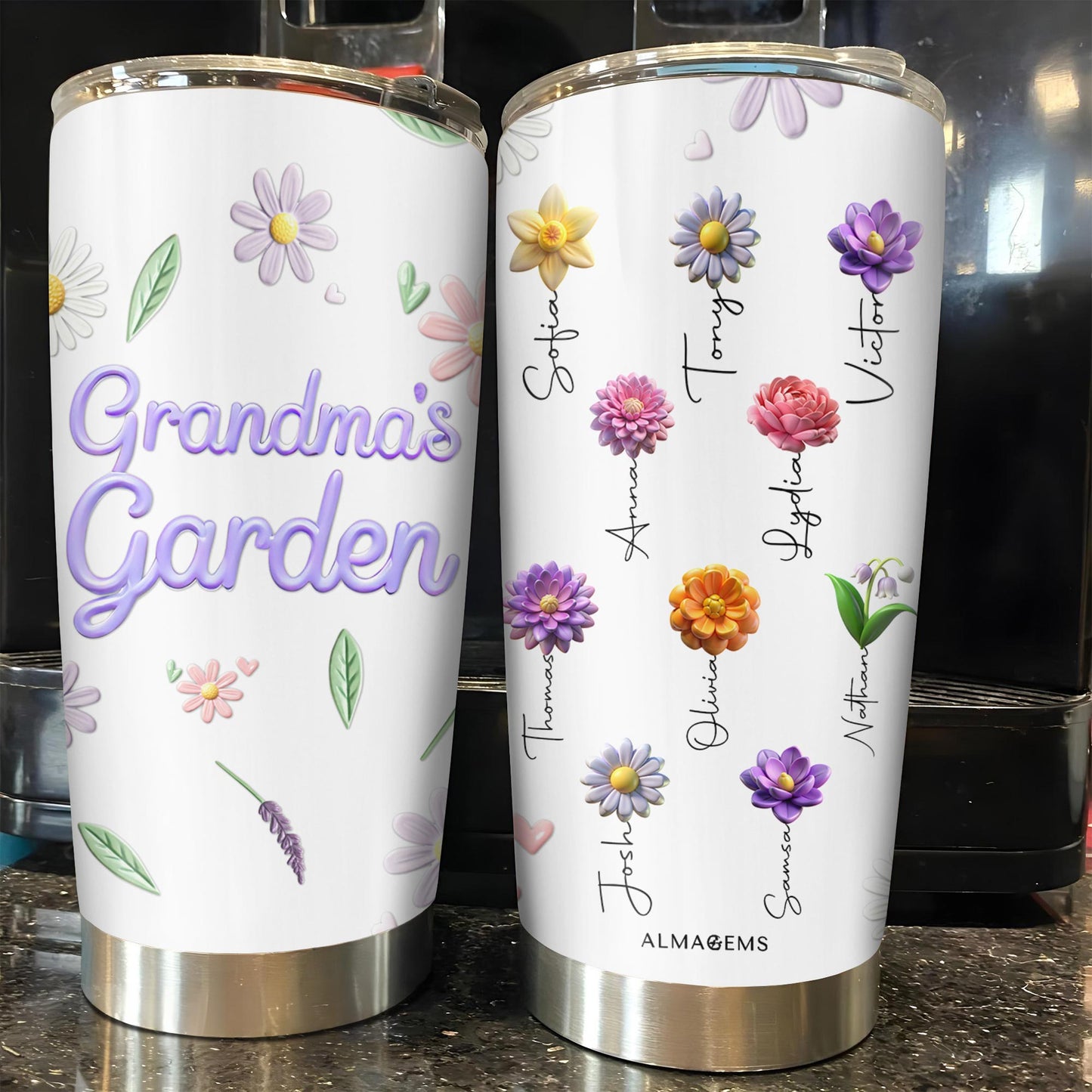 Grandma's Garden Custom Tumbler For Flower Lovers - Personalized Custom Stainless Steel Tumbler 20oz 30oz - GRM018_TB