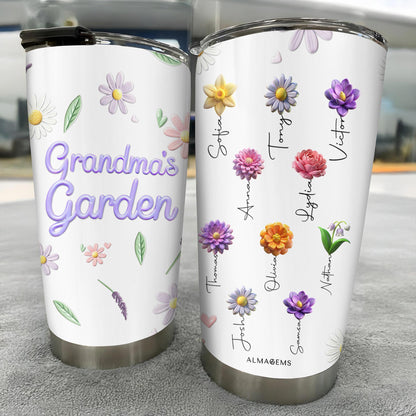 Grandma's Garden Custom Tumbler For Flower Lovers - Personalized Custom Stainless Steel Tumbler 20oz 30oz - GRM018_TB