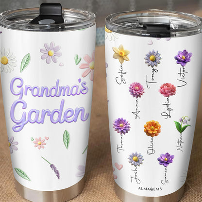 Grandma's Garden Custom Tumbler For Flower Lovers - Personalized Custom Stainless Steel Tumbler 20oz 30oz - GRM018_TB