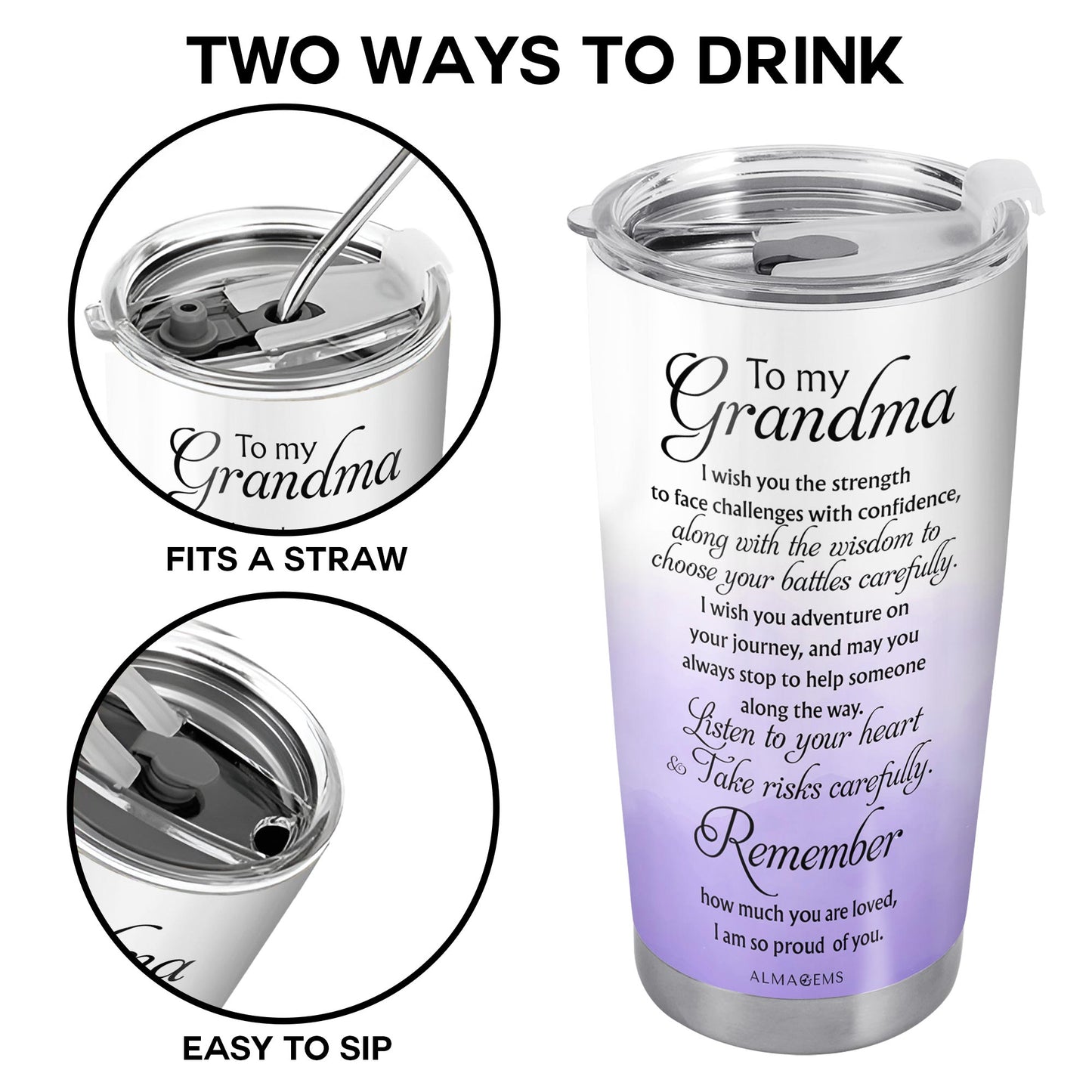 Grandma Gift Pansy Flower Tumbler - Personalized Custom Stainless Steel Tumbler 20oz 30oz - GRM022_TB