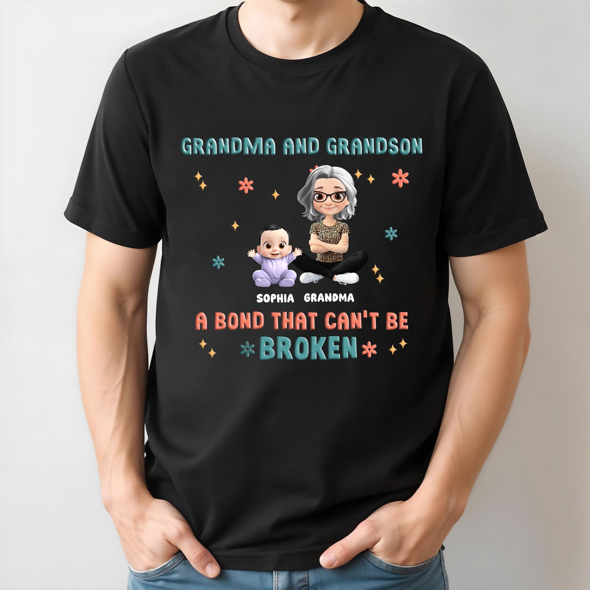 Grandma And Grandson A Bond That Can't Be Broken, Stars and Flowers