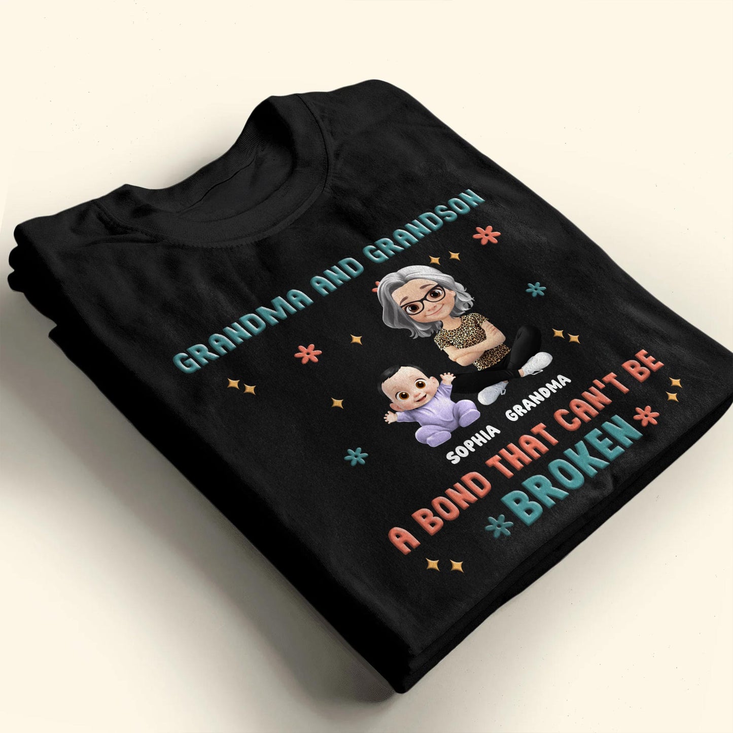 Grandma And Grandson A Bond That Can't Be Broken, Stars and Flowers