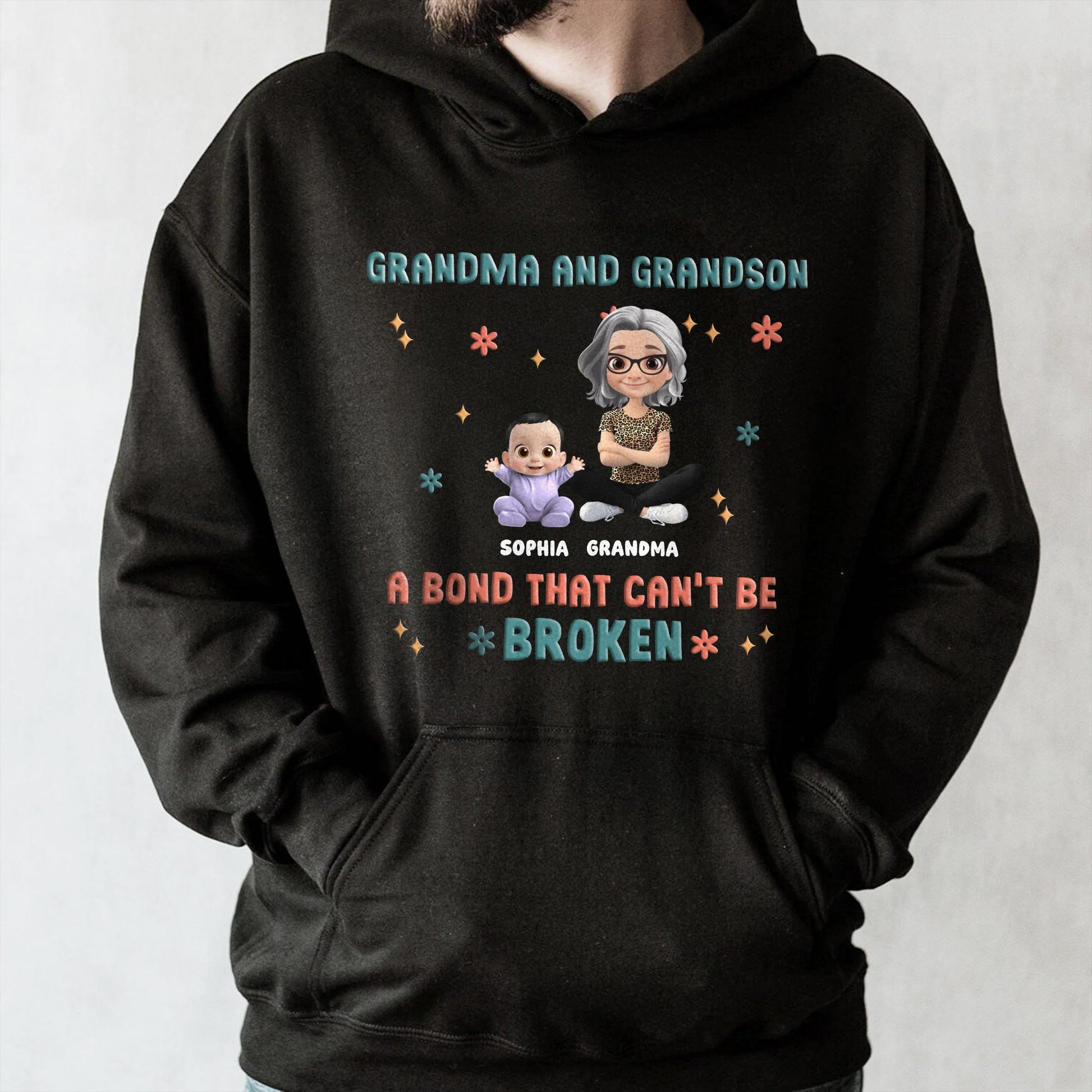Grandma And Grandson A Bond That Can't Be Broken, Stars and Flowers