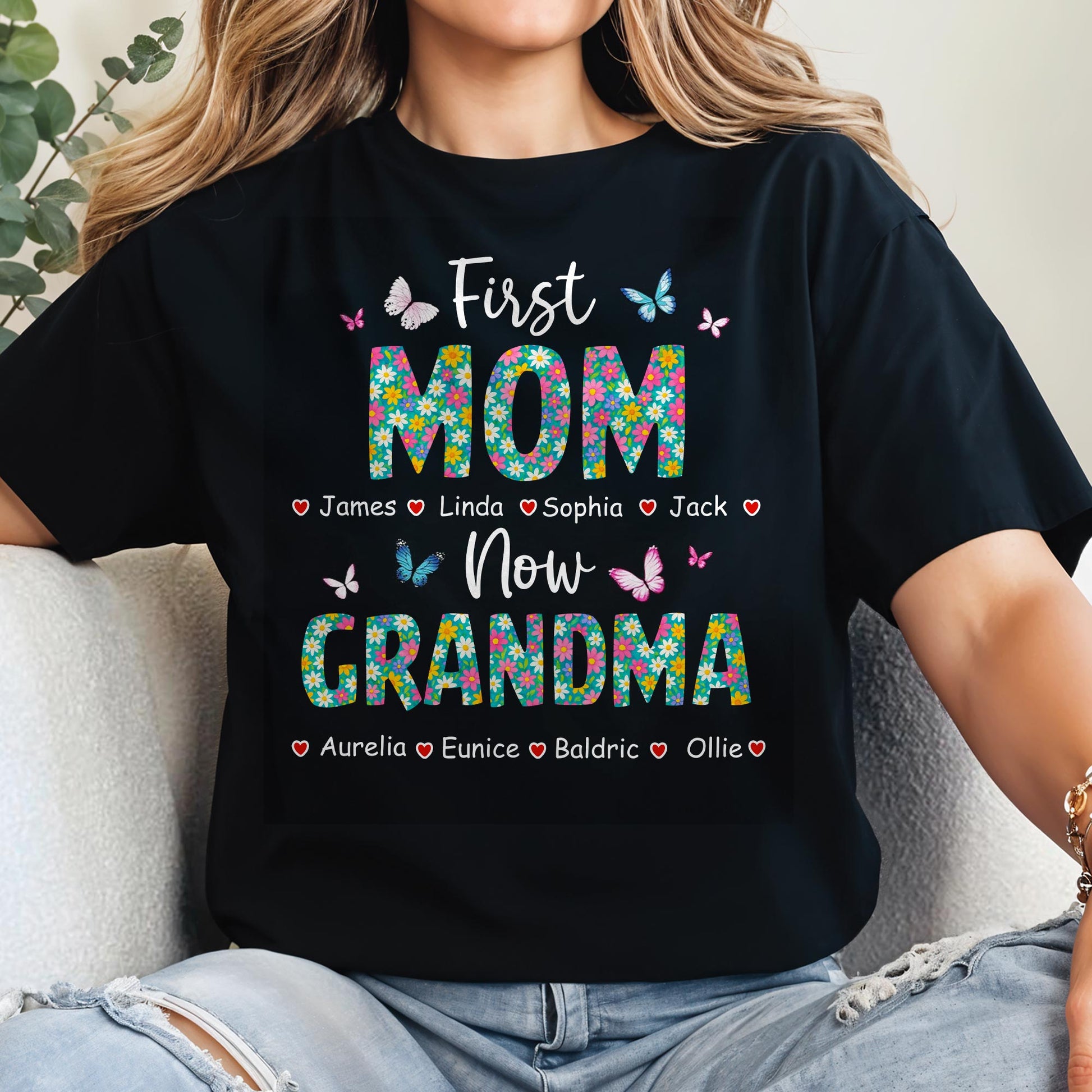 First Mom Now Grandma, Butterflies and Flowers