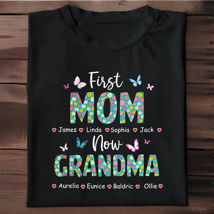 First Mom Now Grandma, Butterflies and Flowers