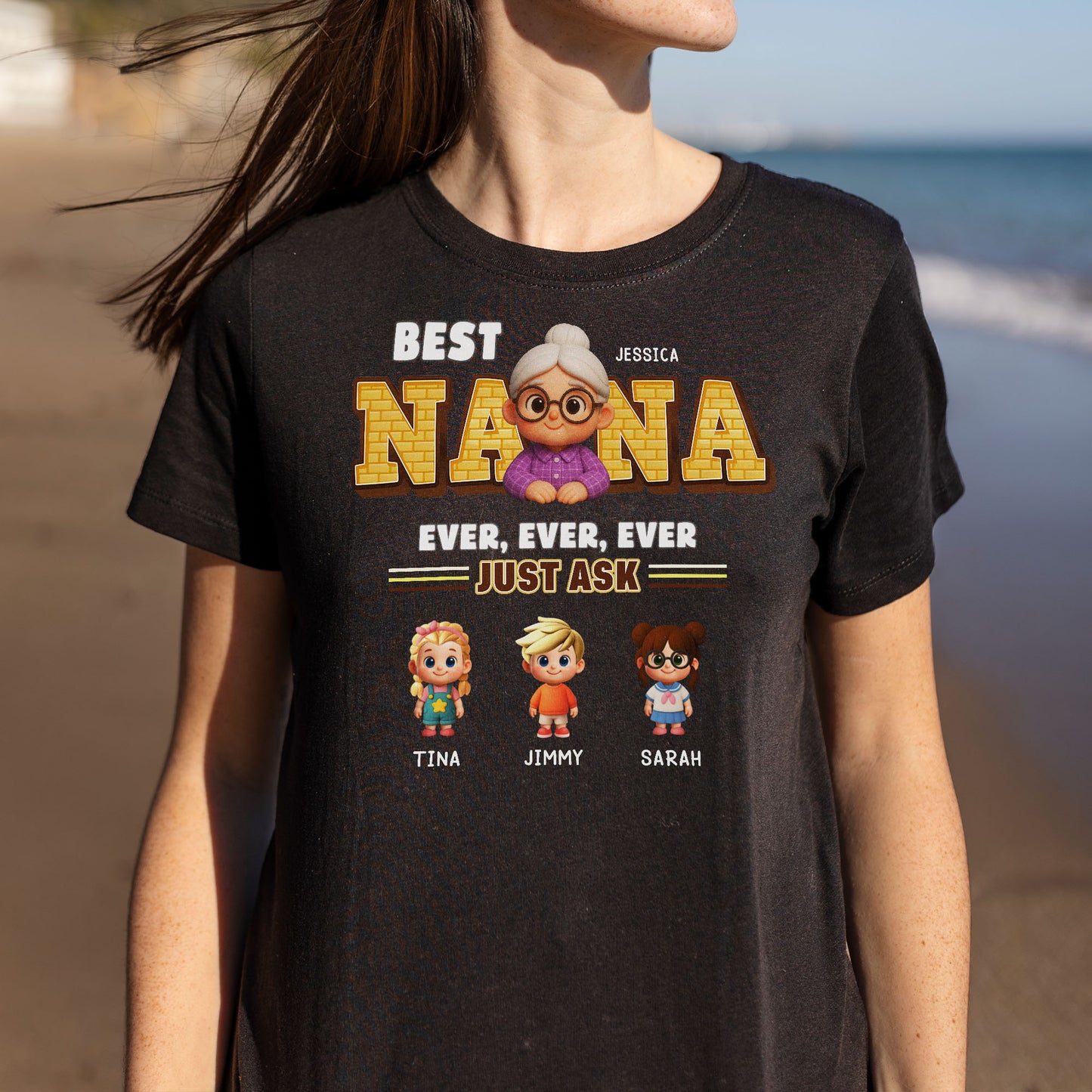 Best Nana Ever, Ever, Ever Just Ask, Cartoon Grandmother and Children