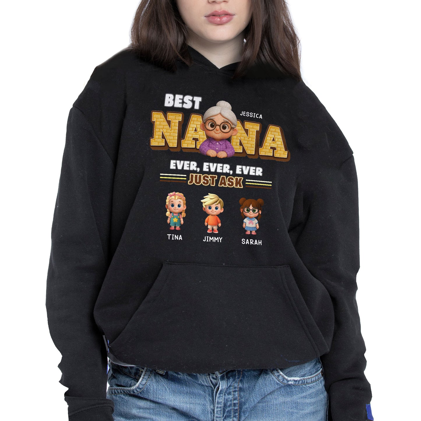 Best Nana Ever, Ever, Ever Just Ask, Cartoon Grandmother and Children