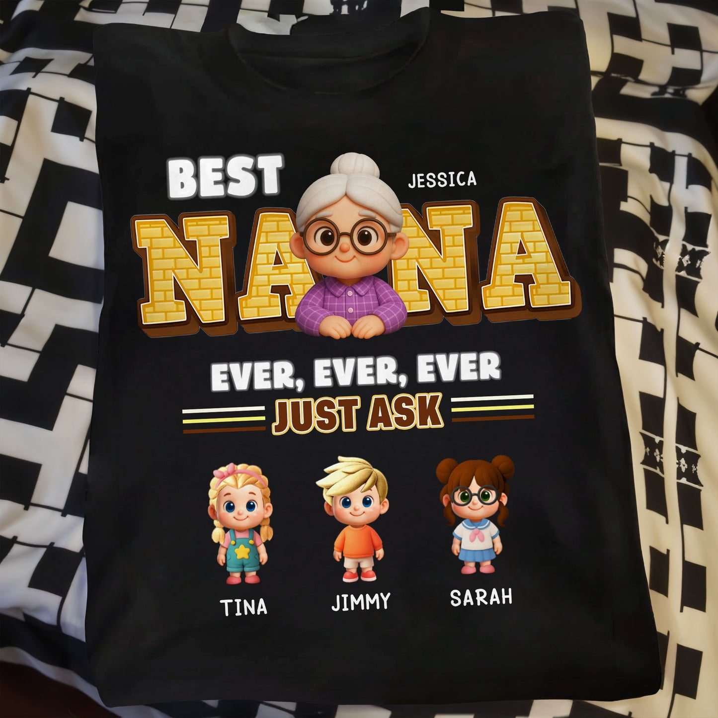 Best Nana Ever, Ever, Ever Just Ask, Cartoon Grandmother and Children