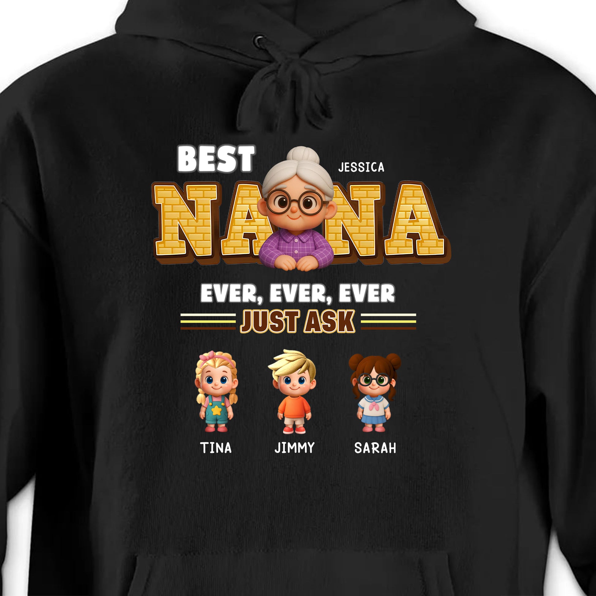 Best Nana Ever, Ever, Ever Just Ask, Cartoon Grandmother and Children