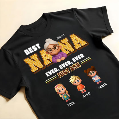 Best Nana Ever, Ever, Ever Just Ask, Cartoon Grandmother and Children