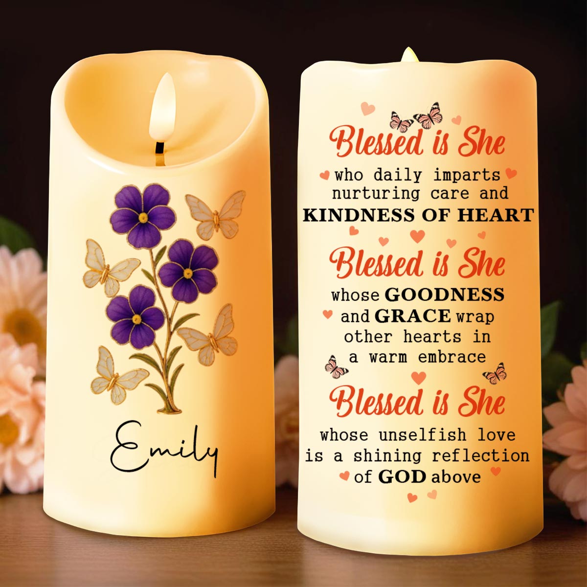 Blessed Is She Who Imparts Care, Flowers and Butterflies