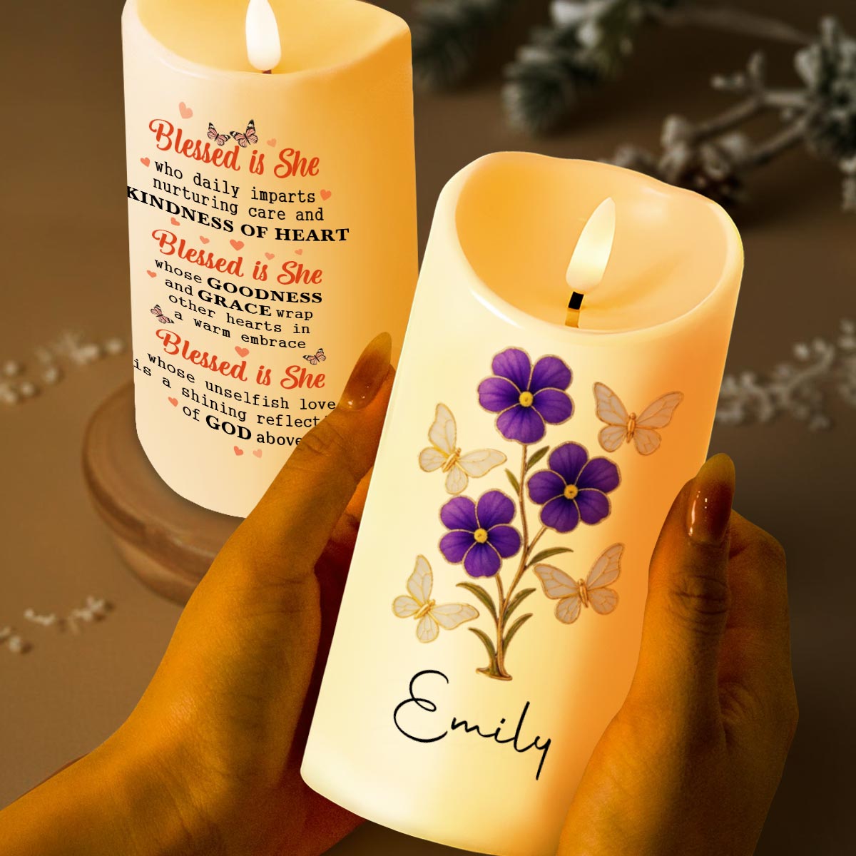 Blessed Is She Who Imparts Care, Flowers and Butterflies