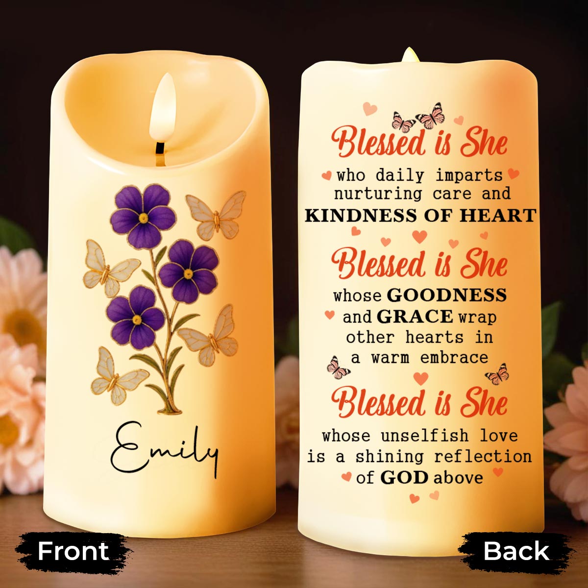 Blessed Is She Who Imparts Care, Flowers and Butterflies