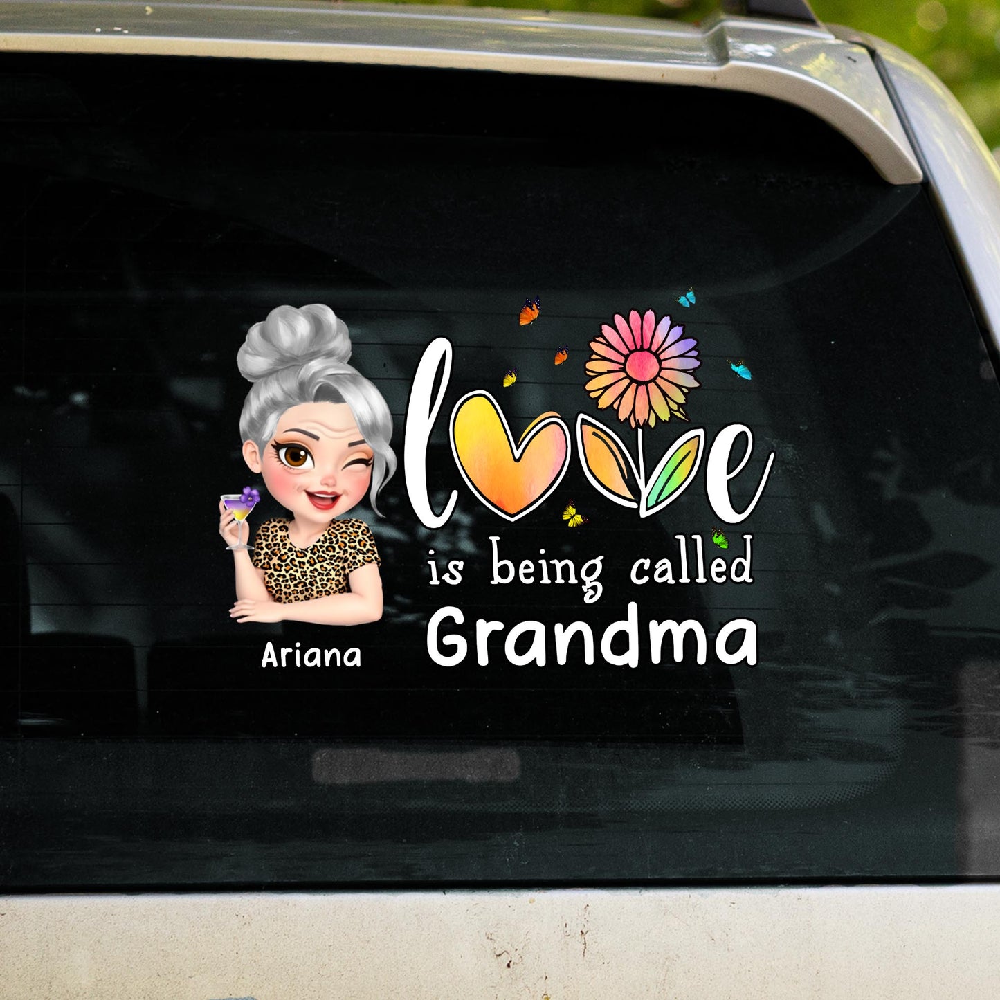 Love Is Being Called Grandma Heart and Flowers Design