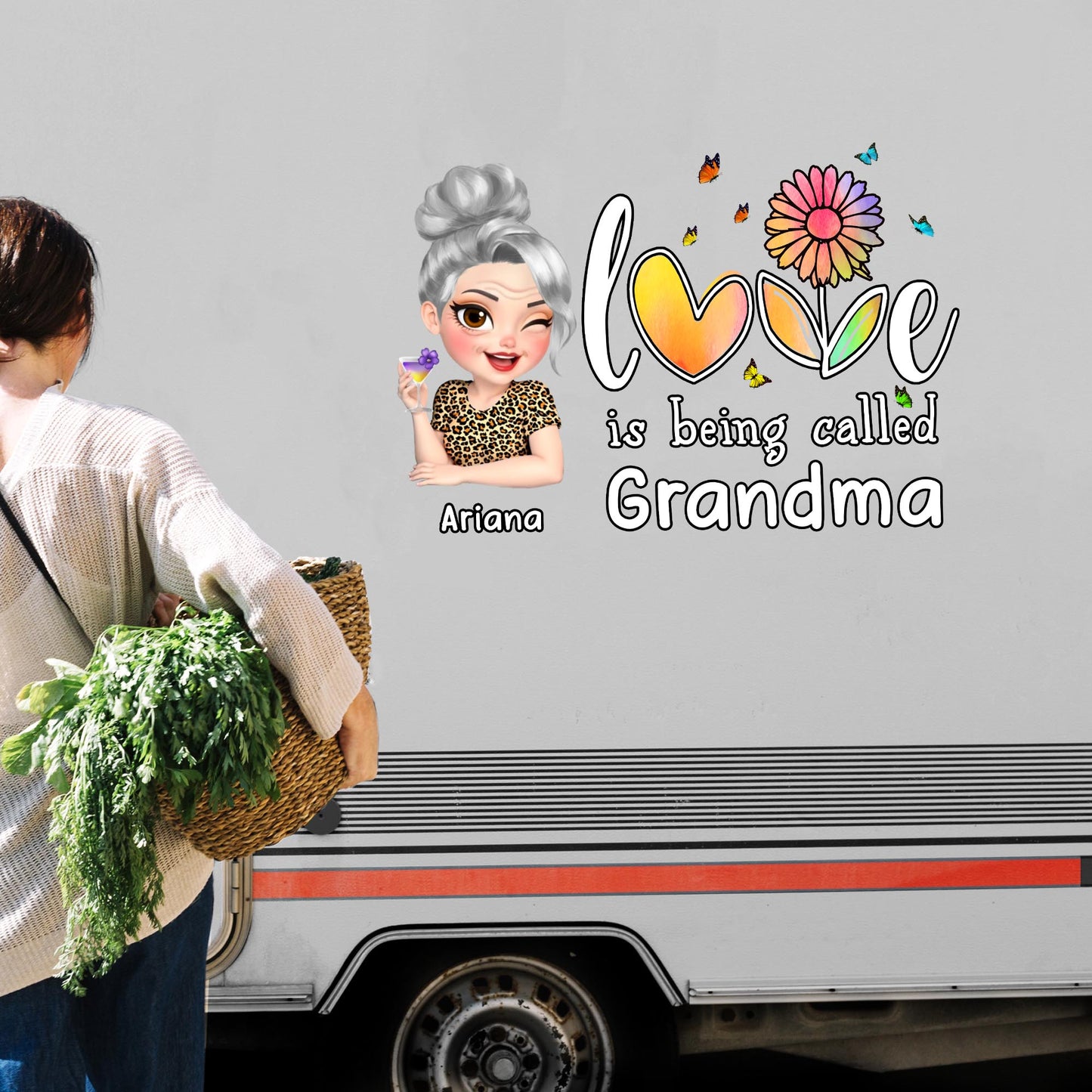 Love Is Being Called Grandma Heart and Flowers Design