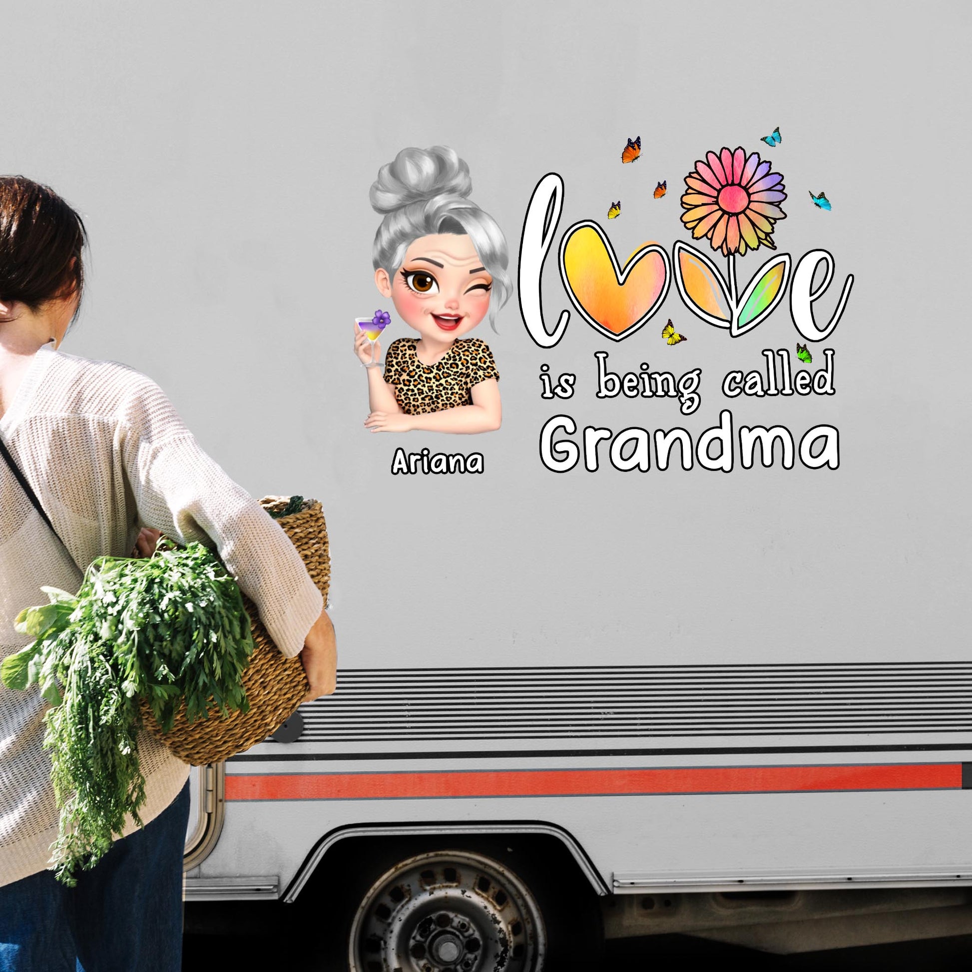 Love Is Being Called Grandma Heart and Flowers Design