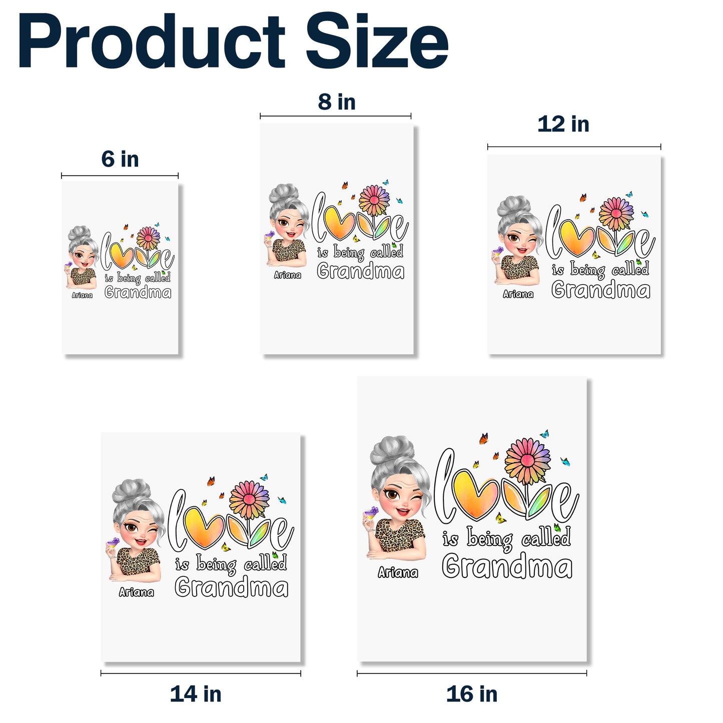 Love Is Being Called Grandma Heart and Flowers Design